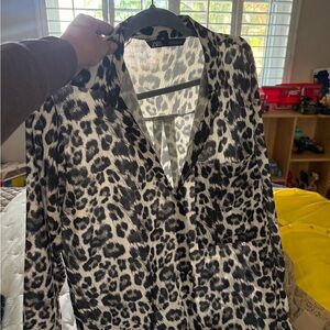 Zara Black and White Leopard Print Shirt Jacket